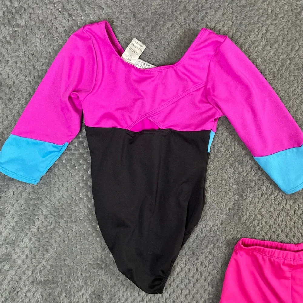 Freestyle by Danskin Girls Gymnastics Leotard Lot USA Stars Pink Blue Size 6/6X